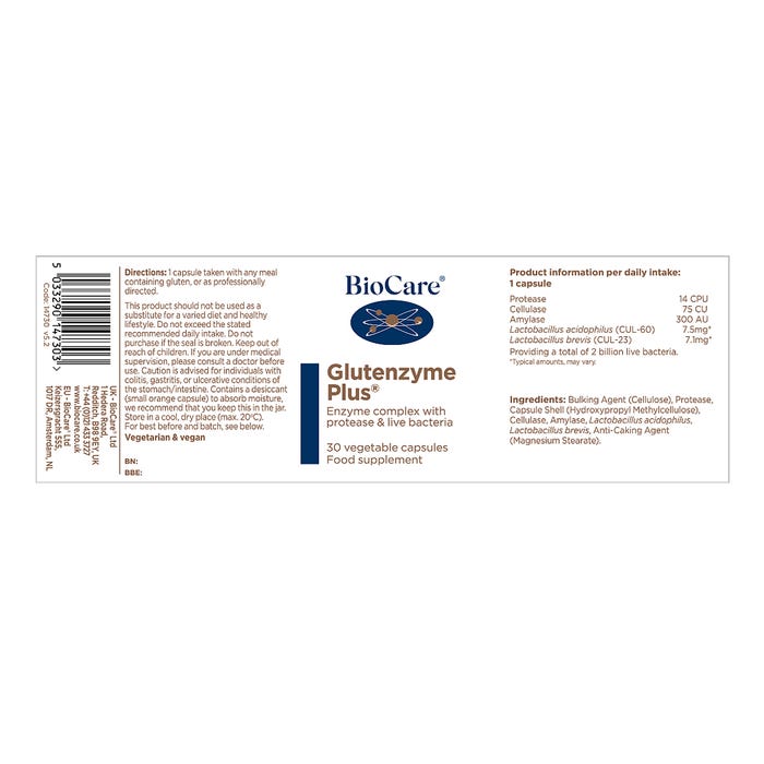 Biocare Glutenzyme Plus® 30 Capsules