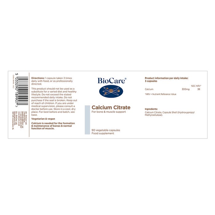 Biocare Calcium Citrate - 90 Capsules