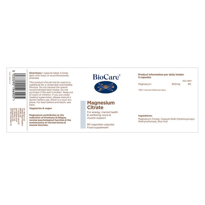 Biocare Magnesium Citrate 90 Capsules