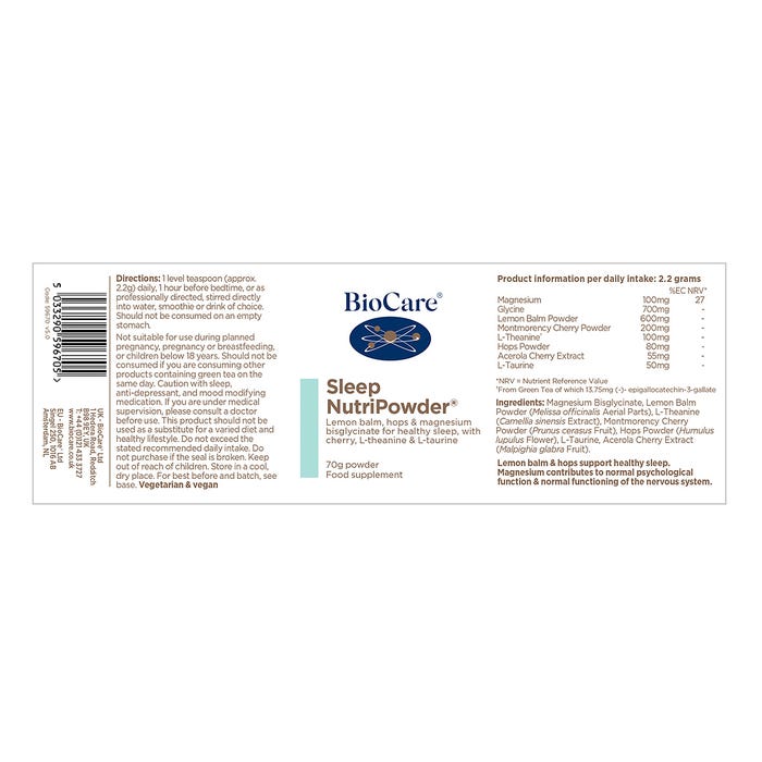 Biocare Sleep NutriPowder 70g