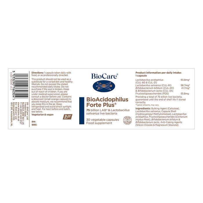 Biocare BioAcidophilus Forte Plus 30 Capsules