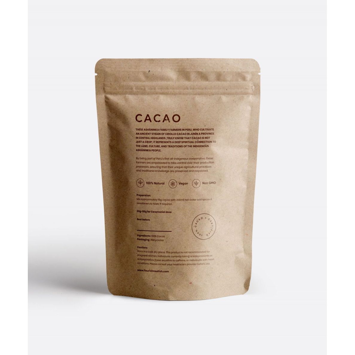 Flourish Nourish Ceremonial Grade Organic Cacao 450g