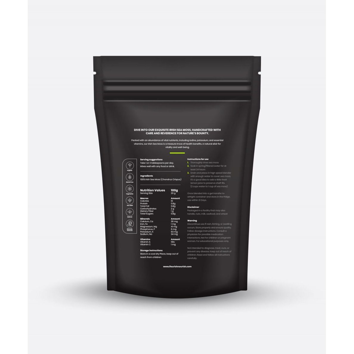 Flourish Nourish Dried Sea Moss 150g