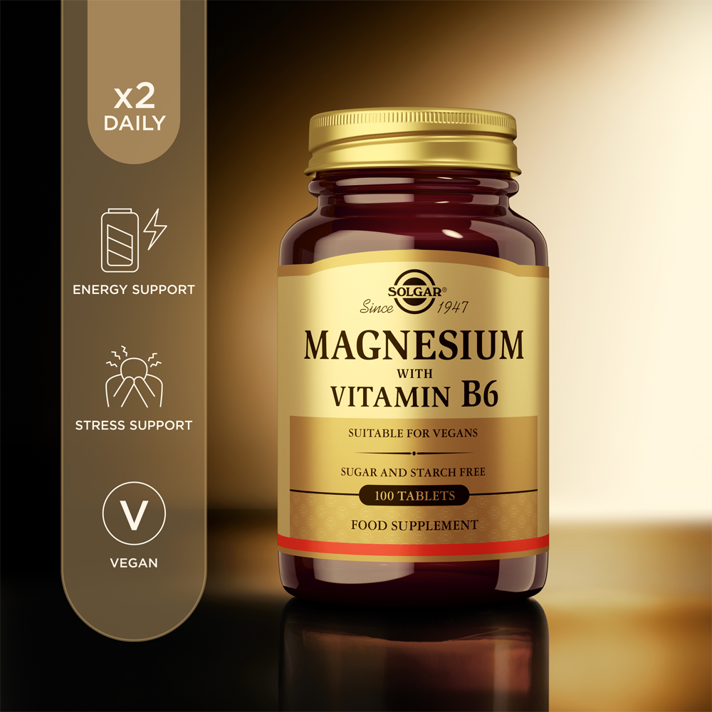 Solgar Magnesium with Vitamin B6 Tablets - Pack of 100