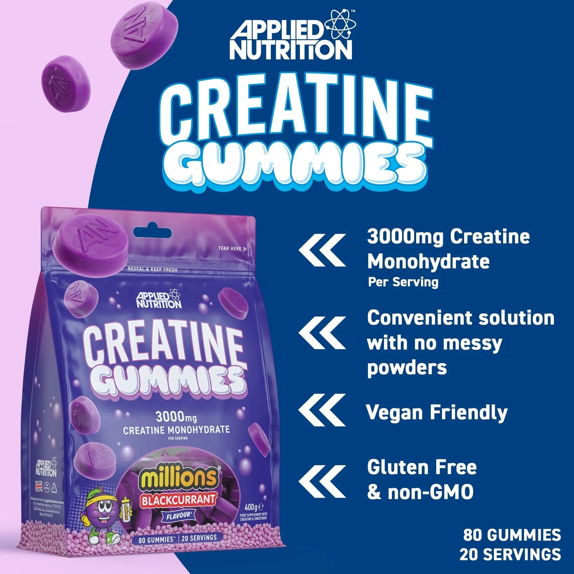 Applied Nutrition Creatine Monohydrate Gummies (20 Servings)