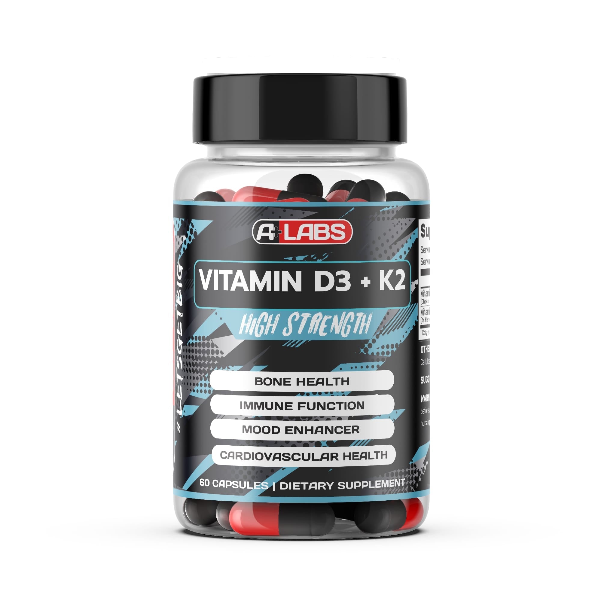A+ Labs Vitamin D3 & K2 60 Capsules High Strenghth